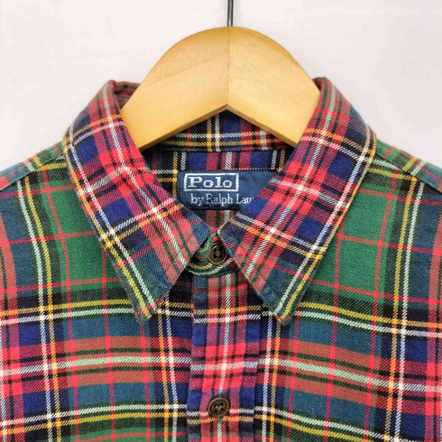 ラルフローレン RALPH LAUREN 90S タータンチェック ボタンダウン L/S マチ付き フランネル シャツ メンズ import:S