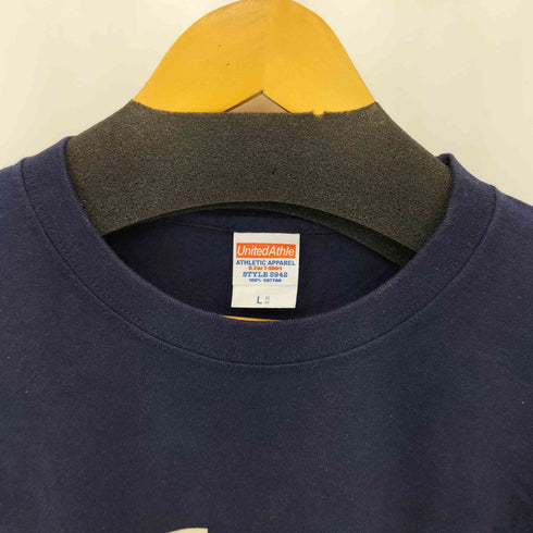 ユナイテッドアスレ UNITED ATHLE NAVYロゴプリント クルーネックTシャツ メンズ import:L