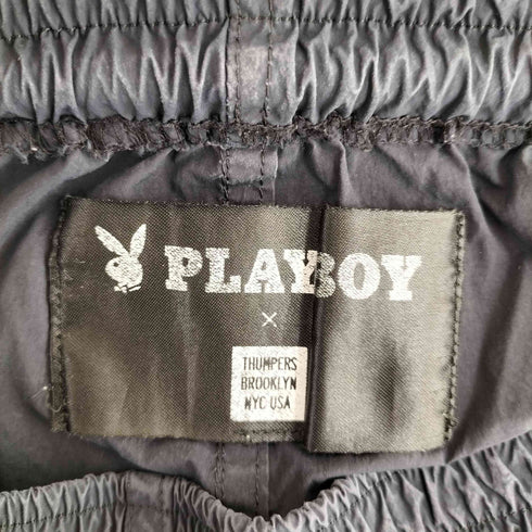 プレイボーイ PLAYBOY ×THUMPERS BROOKLYN NYC USA ロゴプリント ナイロン ハーフパンツ ショーツ メンズ