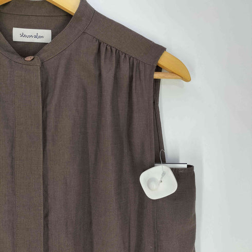 スティーブンアラン Steven Alan 23SS NOSLEEVE LONG DRESS リネン混 バンドカラーワンピース レディース JPN:M