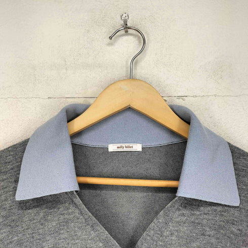 クラシカルエルフ CLASSICAL ELF mily bilet 着るだけ完成、コーデ迷子にさよなら♪胸刺繍ダブルカラーレイヤードニットカーディガン レディース M