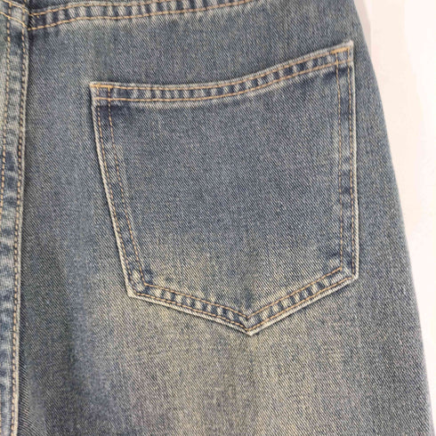 ダメージ加工 レースデザイン デニムパンツ レディース