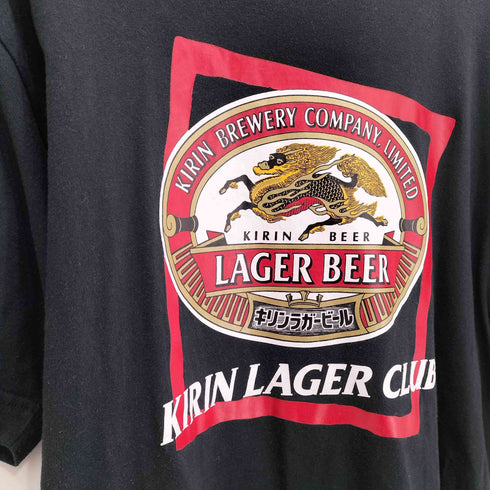 企業ロゴプリント 半袖クルーネックTシャツ メンズ L