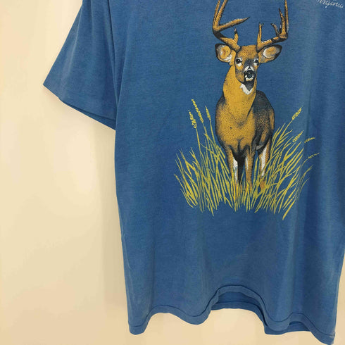bravo 90s USA製 アニマルプリント クルーネックTシャツ 裾袖シングル メンズ JPN:L