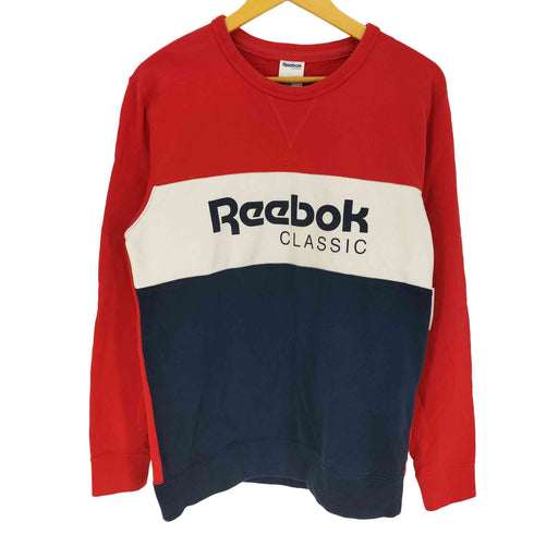 リーボッククラシック REEBOK CLASSIC ロゴプリント 前Vガゼット マルチカラー スイッチング クルーネックスウェット メンズ O