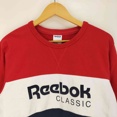 リーボッククラシック REEBOK CLASSIC ロゴプリント 前Vガゼット マルチカラー スイッチング クルーネックスウェット メンズ O