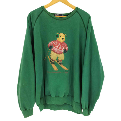 ポロバイラルフローレン Polo by RALPH LAUREN 90s スキーポロベアプリント アクリル混 ラグラン クルーネックスウェット メンズ import:XL