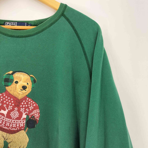 ポロバイラルフローレン Polo by RALPH LAUREN 90s スキーポロベアプリント アクリル混 ラグラン クルーネックスウェット メンズ import:XL