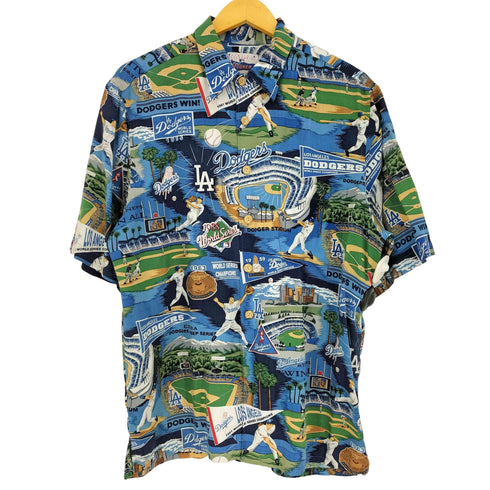 レインスプーナー Reyn Spooner 00s ハワイ製 MLB 野球 スタジアム レーヨン 半袖シャツ メンズ import:L