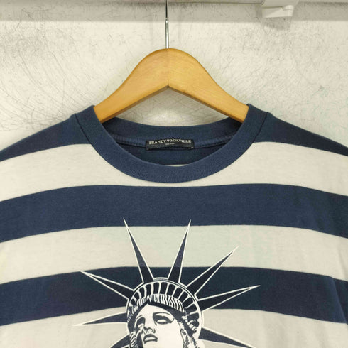 brandy melville ボーダー アートプリント クルーネック Tシャツ レディース ONE SIZE