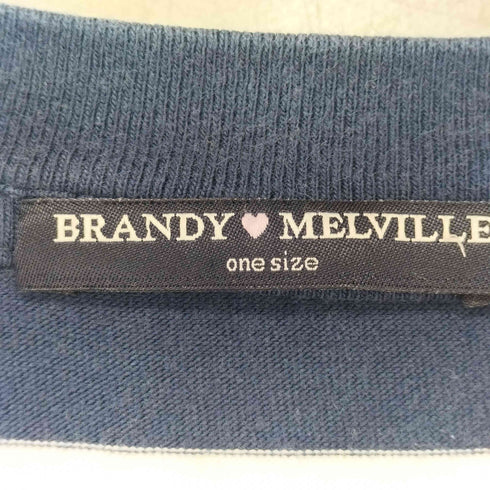 brandy melville ボーダー アートプリント クルーネック Tシャツ レディース ONE SIZE