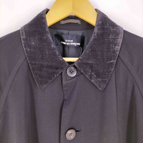トリココムデギャルソン tricot COMME des GARCONS 80S AD1988 88AW 衿ベロア パワーショルダー ウールステンカラーコート レディース