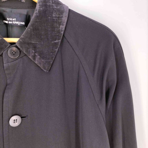 トリココムデギャルソン tricot COMME des GARCONS 80S AD1988 88AW 衿ベロア パワーショルダー ウールステンカラーコート レディース