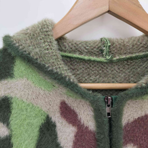 迷彩 シャギー クロップド パーカー y2k レディース JPN:XL