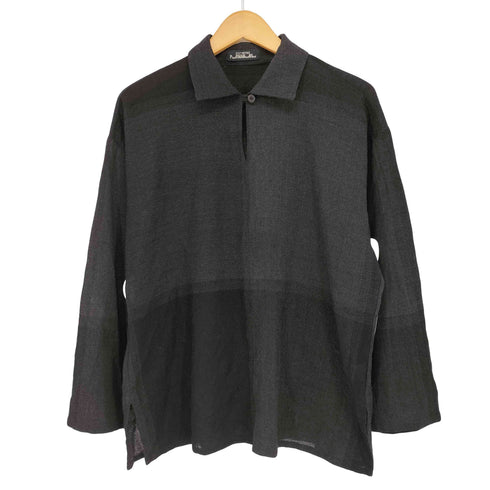 イッセイミヤケペルマネンテ ISSEY MIYAKE PERMANENTE 90S 96AW パネルチェック シアー スキッパー シャツ レディース JPN:M