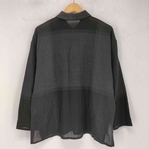 イッセイミヤケペルマネンテ ISSEY MIYAKE PERMANENTE 90S 96AW パネルチェック シアー スキッパー シャツ レディース JPN:M
