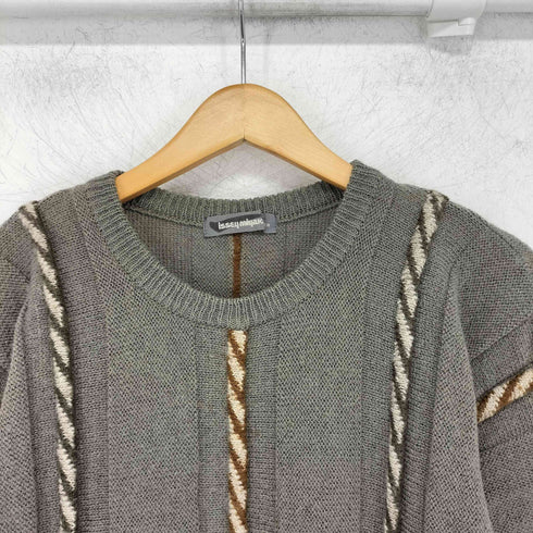 イッセイミヤケ ISSEY MIYAKE 80S 筆タグ オンリミットタグ 3D ストライプ ウール ニット セーター メンズ