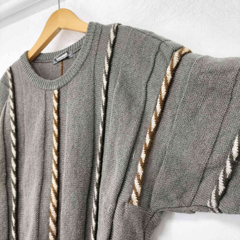 イッセイミヤケ ISSEY MIYAKE 80S 筆タグ オンリミットタグ 3D ストライプ ウール ニット セーター メンズ