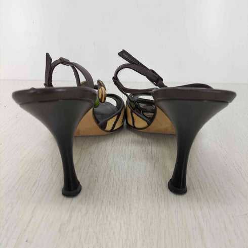 マノロブラニク MANOLO BLAHNIK タイガープリントオープントゥサンダル レディース EUR:35