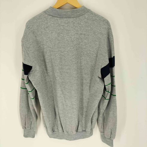 アディダスオリジナルス adidas Originals 70~80S トレフォイルロゴ フロッキープリント 裏起毛 ボーダー Vネック スウェット メンズ import:S