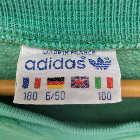 アディダスオリジナルス adidas Originals 80S フランス製 トレフォイルロゴ後期 前Vガゼット ライトオンス クルーネックスウェット メンズ 180