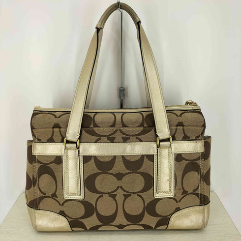 コーチ COACH モノグラム ターンロック レザー切替 キャンバストートバック ハンドバック レディース