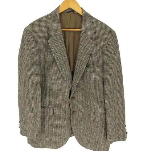 スタッフォード STAFFORD 80S USA製 Harris Tweed 100%ウール 胡桃ボタン チェック柄 2B テーラードジャケット メンズ