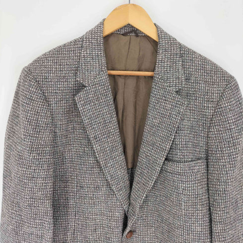 スタッフォード STAFFORD 80S USA製 Harris Tweed 100%ウール 胡桃ボタン チェック柄 2B テーラードジャケット メンズ