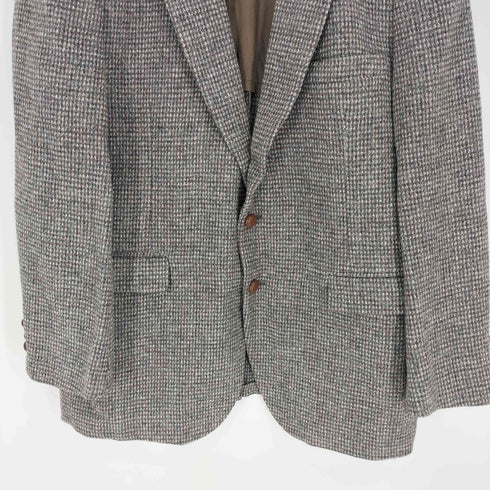 スタッフォード STAFFORD 80S USA製 Harris Tweed 100%ウール 胡桃ボタン チェック柄 2B テーラードジャケット メンズ