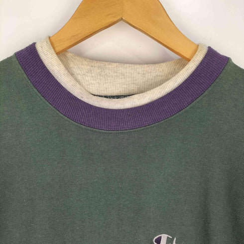 チャンピオン Champion 90S USA製 スクリプトロゴ刺繍 リブライン クルーネックスウェット メンズ import:L