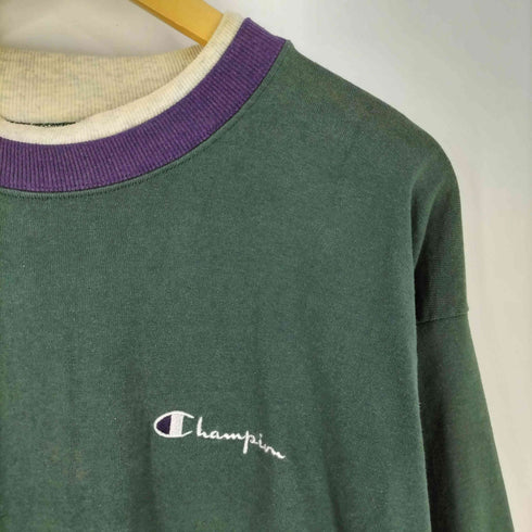 チャンピオン Champion 90S USA製 スクリプトロゴ刺繍 リブライン クルーネックスウェット メンズ import:L