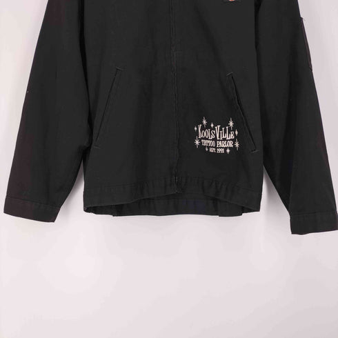 ディッキーズ Dickies メキシコ製 KOOLS VILLE TATTO PARLOR コラボ ロゴプリント ジップアップ ワークジャケット メンズ import:M
