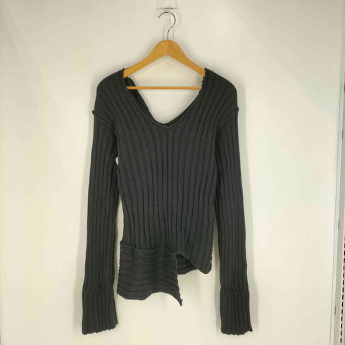 Random Piece リブ切替 ワンショルダー アシンメトリートップス レディース import:S