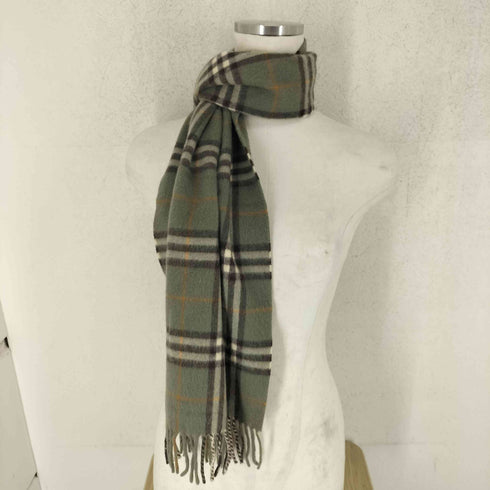 バーバリーズ BURBERRYS pure cashmere ノバチェックカシミアマフラー フリンジ メンズ