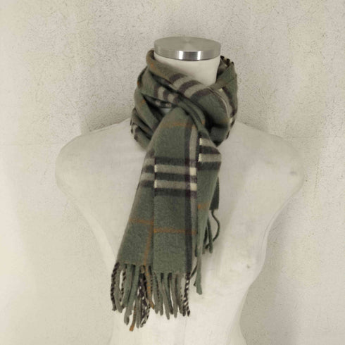 バーバリーズ BURBERRYS pure cashmere ノバチェックカシミアマフラー フリンジ メンズ