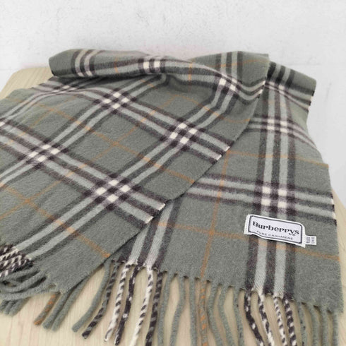 バーバリーズ BURBERRYS pure cashmere ノバチェックカシミアマフラー フリンジ メンズ