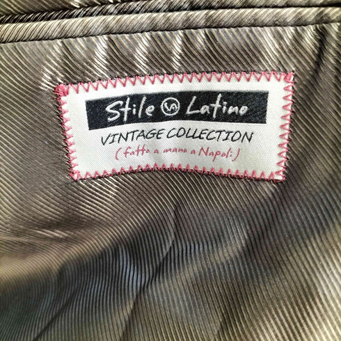 Stile Latino イタリア製 コットン ダブルブレスト テーラードジャケット スーツセットアップ メンズ 46