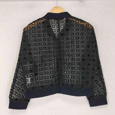 ステラシフォン STELLA CIFFON 刺繍 総柄 シアー ジップアップジャケット ブルゾン レディース JPN:36
