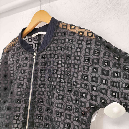 ステラシフォン STELLA CIFFON 刺繍 総柄 シアー ジップアップジャケット ブルゾン レディース JPN:36