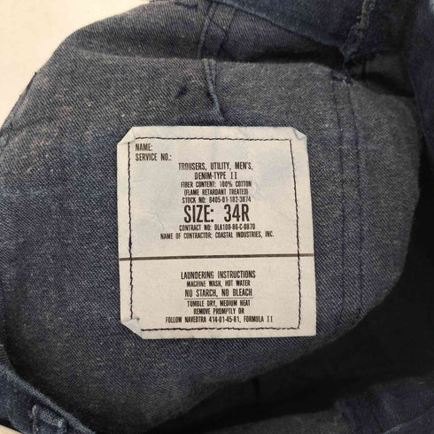 ユーエスネイビー U.S.NAVY 80S Coastal industries社 IDEALジップ ブーツカットパンツ メンズ 34R
