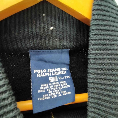 ポロジーンズカンパニーラルフローレン POLO JEANS COMPANY RALPH LAUREN スクリプトロゴ 刺繍 ハーフジップ スイッチングカラー コットン ドライバーズ ニット セーター メンズ import:XL