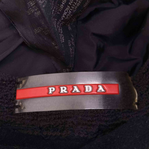 プラダ PRADA SPORT ナイロンバケットハット フリース耳当て付き ラバーロゴパッチ メンズ