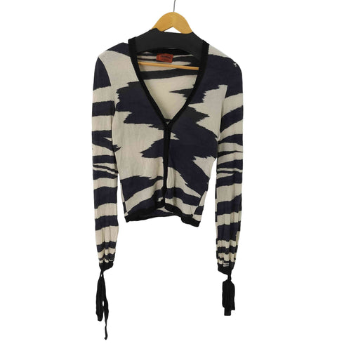 ミッソーニ MISSONI CASHMERE カシミヤシルク混 袖リボン 総柄 カーディガン レディース JPN:2