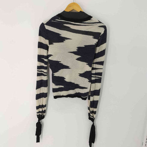 ミッソーニ MISSONI CASHMERE カシミヤシルク混 袖リボン 総柄 カーディガン レディース JPN:2