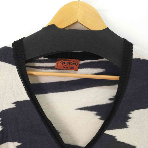 ミッソーニ MISSONI CASHMERE カシミヤシルク混 袖リボン 総柄 カーディガン レディース JPN:2
