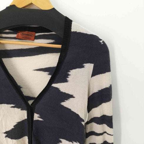 ミッソーニ MISSONI CASHMERE カシミヤシルク混 袖リボン 総柄 カーディガン レディース JPN:2