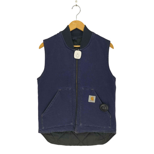 カーハート Carhartt USA製 YKKジップ ユニオンチケット 裏地キルティングダックベスト メンズ S