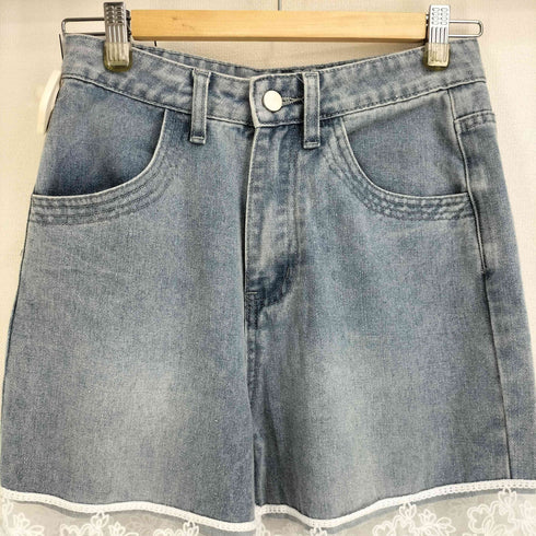Pumpkin Port レース切替 ワイドデニムパンツ レディース