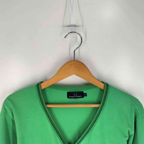フレッドペリー FRED PERRY ロゴ刺繍 リブライン コットン カーディガン メンズ import:L