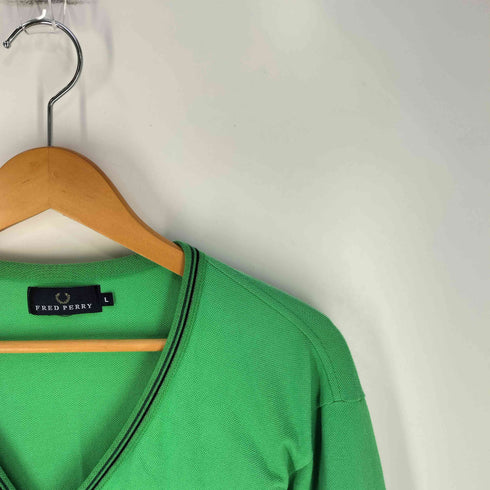 フレッドペリー FRED PERRY ロゴ刺繍 リブライン コットン カーディガン メンズ import:L